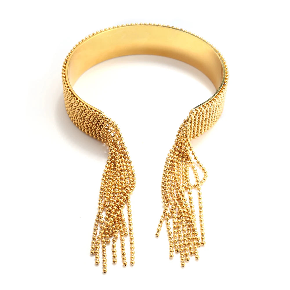 JOVO LOVE Adjustable Steel Beads Fringe Bangle Bracelet for Women Stainless Steel Waterproof Charm Jewelry Daily Accessories New