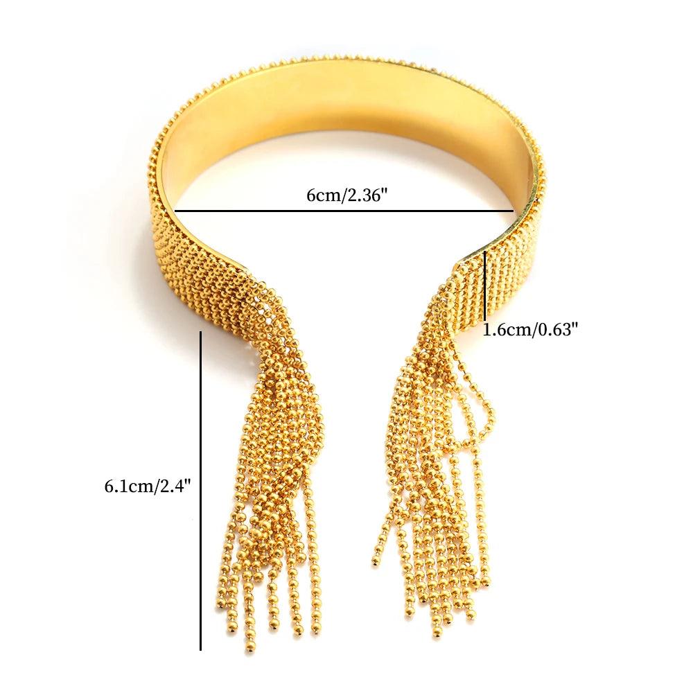 JOVO LOVE Adjustable Steel Beads Fringe Bangle Bracelet for Women Stainless Steel Waterproof Charm Jewelry Daily Accessories New